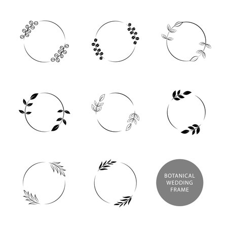 Botanical wedding frame elements design templatesのイラスト素材