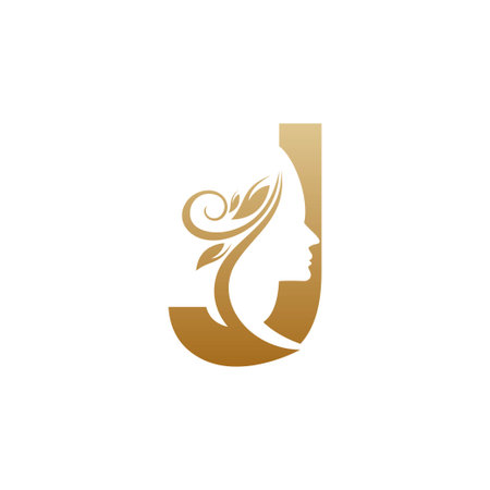 Initial J face beauty logo design templates simple and elegantのイラスト素材