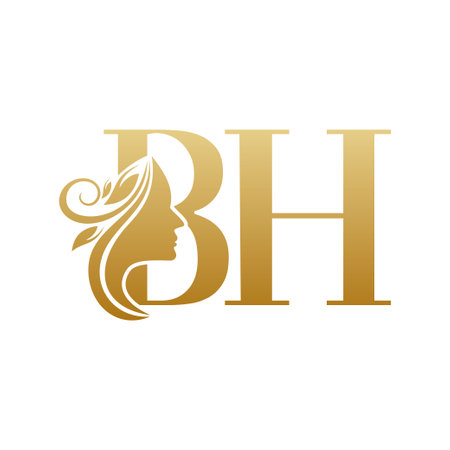 Initial BH face beauty logo design templates isolated on white backgroundsのイラスト素材