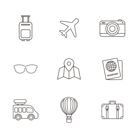 Traveling icon set vector design templates isolated on white backgroundのイラスト素材