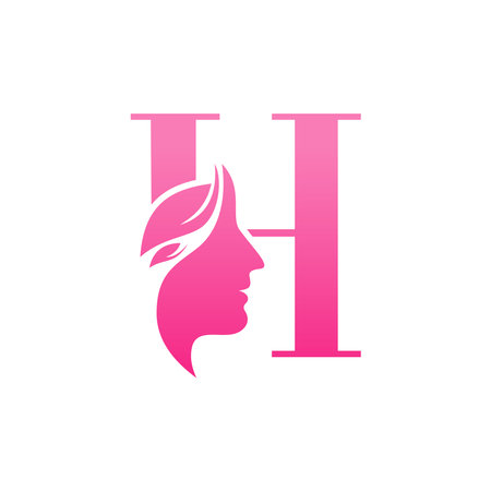 Initial H face beauty logo design templates simple and modern conceptのイラスト素材