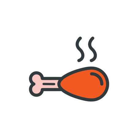 Chicken leg icon in flat style. Chicken leg vector illustration on white isolated background. Chicken leg business concept.のイラスト素材