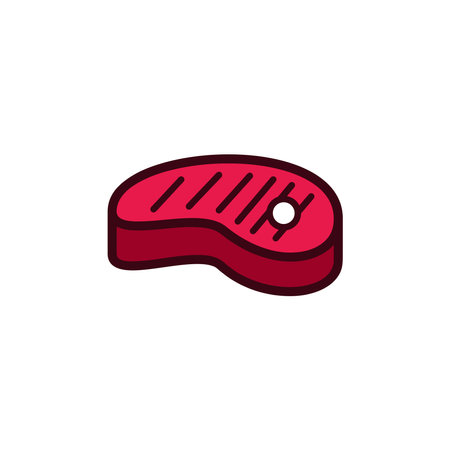 Steak icon in flat style. Steak vector illustration on white isolated background. Steak business concept.のイラスト素材