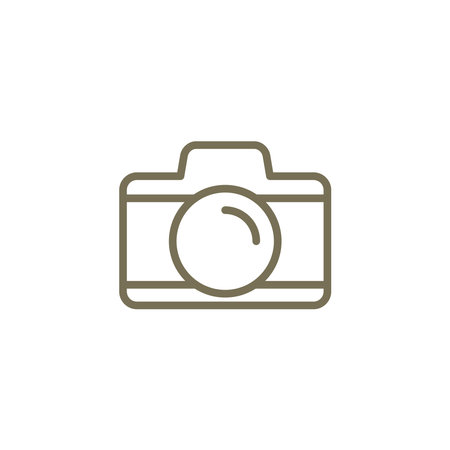 Camera line icon, vector illustration, editable stroke on white background.のイラスト素材