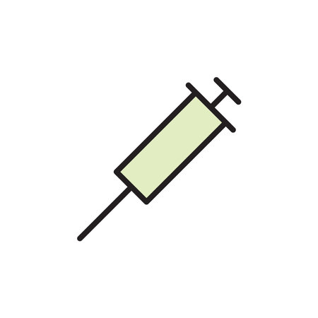 Syringe icon in flat style. Syringe vector illustration on white isolated background. Vaccination business concept.のイラスト素材