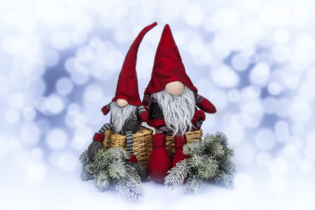 Christmas decoration on white and blue abstract background