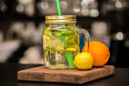 Refreshing ice drink prepared from fresh fruit.の写真素材