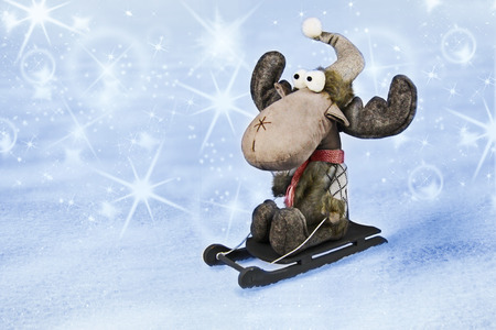 Christmas decoration on white and blue abstract background.の写真素材