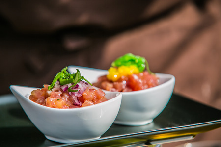 Detail on special designe for food on a wooden board.Food detailの写真素材