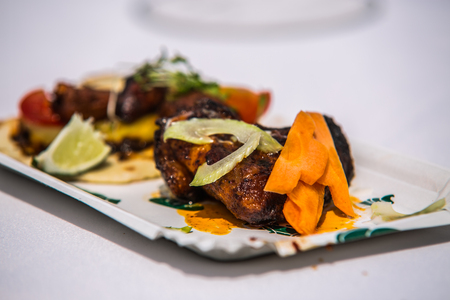 Food cooked on grill. Grilled and barbecue concept. Close-up
Appetizing barbecue fresh foodの写真素材