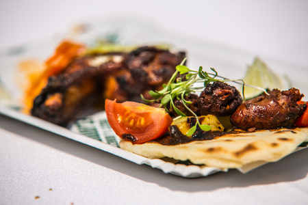 Food cooked on grill. Grilled and barbecue concept. Close-up
Appetizing barbecue fresh foodの写真素材
