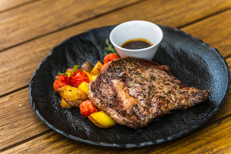 The food in the restaurant. Food styling and restaurant meal serving. Gourmet restaurant menu...
