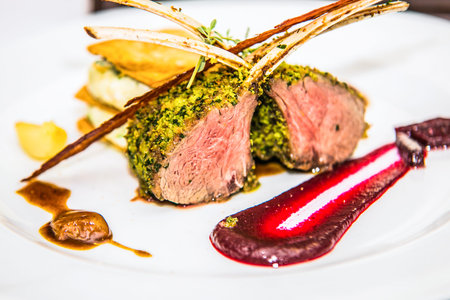 The food in the restaurant. Food styling and restaurant meal serving. Gourmet restaurant menu...