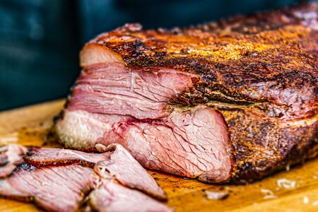 Fresh, delicious grilled meat. Grilling steak on BBQ. Close up view of grilling steakの写真素材