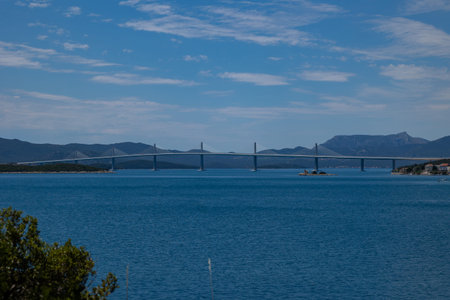 Croatia. Beautiful nature and landscape. A perfect summer holidays travel destination. Scenery of Peljesac Bridgeの写真素材