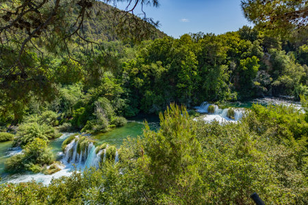 Beautiful landscape in the Krka National Park in Croatia. Natural Waterfalls. Natural wondersの写真素材