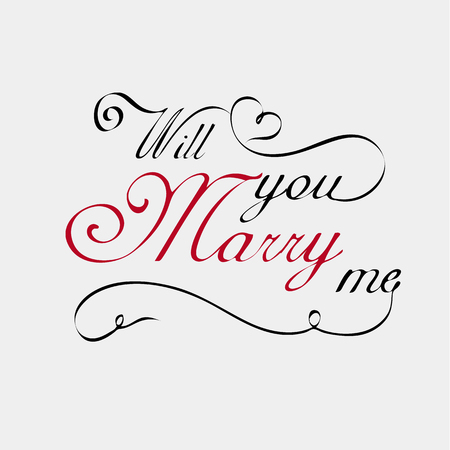 will you Marry me phrase calligraphy. Lettering motivational poster or card element. Vector illustration.のイラスト素材