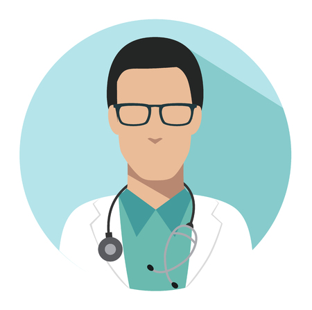 Doctor web icon. Therapist medical avatar in flat style illustrationのイラスト素材