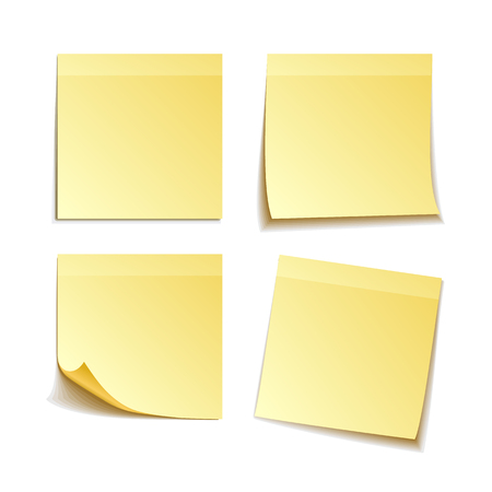 A paper set of isolated yellow sticky notes, vector illustrationのイラスト素材