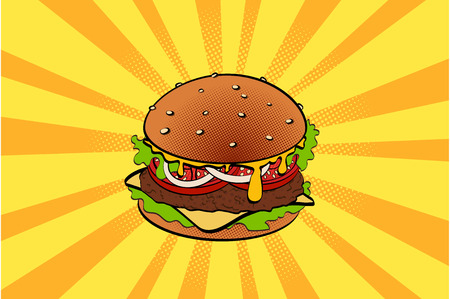 Pop art retro burgerのイラスト素材
