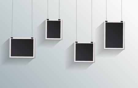 Blank retro vintage frames on a wallのイラスト素材