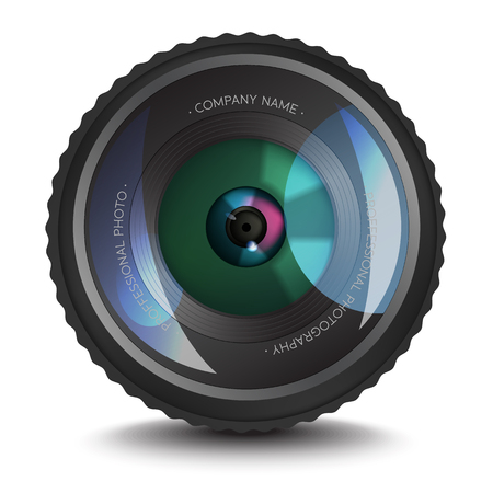 A Photo lens icon with an optical flareのイラスト素材
