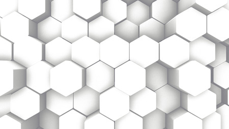 Abstract Hexagon Geometric texture. White Surface illustration. Light bright and clean hexagonal grid pattern Background, randomly wave in pure white wall.の写真素材
