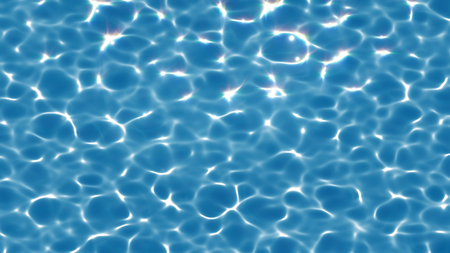 Clean quivering still water background. Pure blue water in the pool with light refraction. Liquid surface with glowing reflection. Illustration.の写真素材