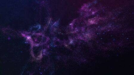 Flying in space through galaxy stars and gas cloud.の写真素材