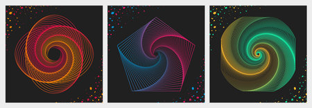 Futuristic design element trend. Spiral geometric forms