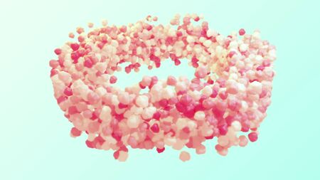 Sweet candy-like abstract pices swirle. Loop rotating sugar chips b-roll.の写真素材