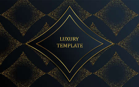 Luxury darck blue rhombus background with golden glittering halftone effect.の写真素材