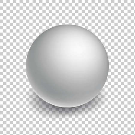 Blank mockup sphere or ball on transperent background. White Three-dimensional globe object with a shadow.のイラスト素材
