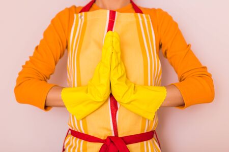 Image of housewife meditating.の写真素材