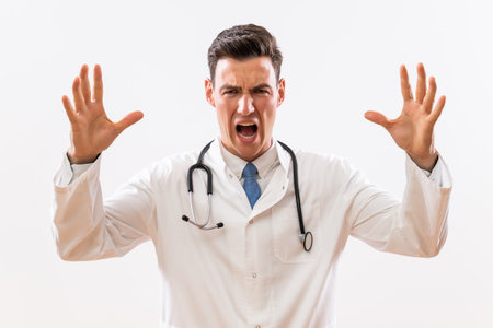 Image of angry  doctor shouting.の写真素材