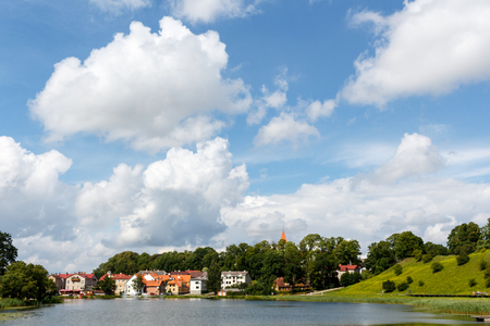 View of Talsi city from Talsi lake shoreの写真素材
