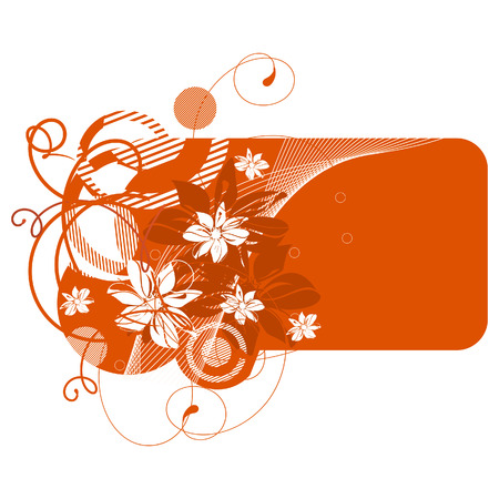 Orange banner with flowers. Vector illustrationのイラスト素材