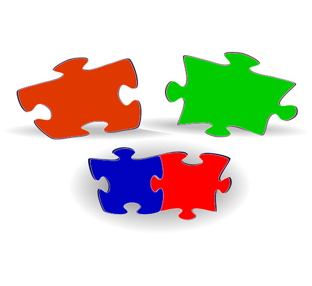 Multi-coloured puzzles on a white background. Vector illustrationのイラスト素材