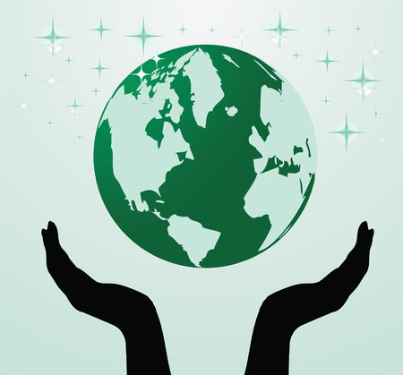 Vector illustration of the hands holding globeのイラスト素材