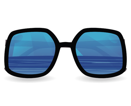 Sun glasses with sea reflexion. vector illustrationのイラスト素材