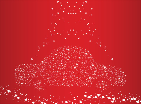 The car consisting of stars on a red backgroundのイラスト素材