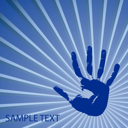 Hand print on a blue background. illustrationのイラスト素材