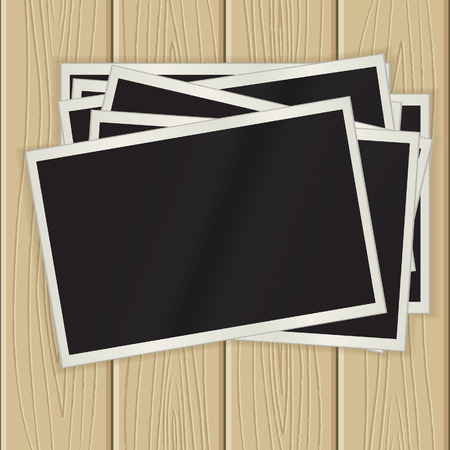 Photos on a wooden surface. eps10のイラスト素材