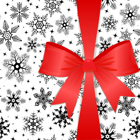 Red bow on a Christmas background.   illustrationのイラスト素材