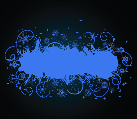Grunge blue banner with snowflakes.   illustrationのイラスト素材