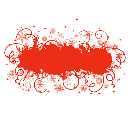 Grunge red banner with snowflakes.   illustrationのイラスト素材