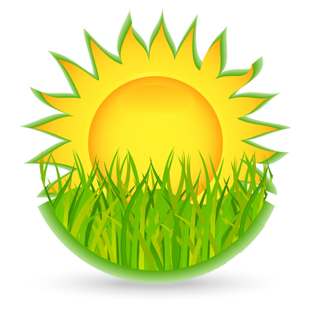 Sun and grass. icon. Vector illustrationのイラスト素材