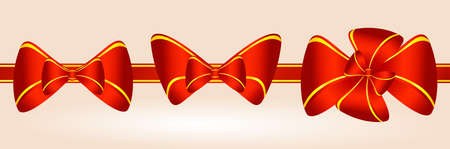 vector red with a gold ribbon with a bowの写真素材