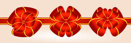 vector red with a gold ribbon with a bowの写真素材