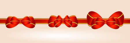 vector red with a gold ribbon with a bowの写真素材